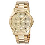 Gucci G Timeless Gold Dial Gold Steel Strap Unisex Watch - YA126461