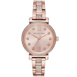 Buy Shop Michael Kors Sofie Quartz Rose Gold Dial Rose Gold Steel Strap Watch For Women - MK3882 USA Online