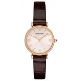 Buy Shop Emporio Armani Classic Quartz Pink Dial Brown Leather Strap Watch For Women - AR1911 USA Online