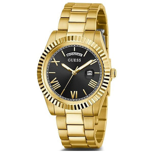 Buy Shop Guess Connoisseur Black Dial Gold Steel Strap Watch for Men - GW0265G3 USA Online