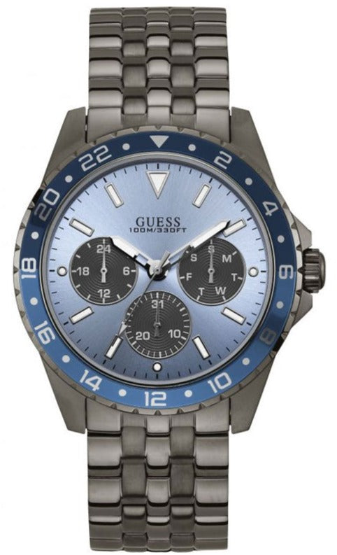 Buy Shop Guess Odyssey Quartz Blue Dial Gunmetal Steel Strap Watch For Men - W1107G5 USA Online