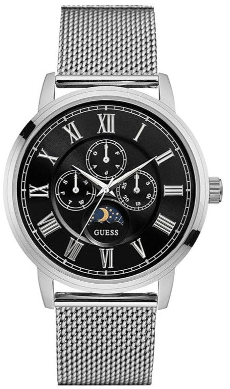 Buy Shop Guess Delancey Black Dial Silver Mesh Bracelet Watch for Men - W0871G1 USA Online