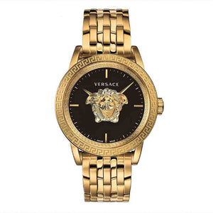 Buy Shop Versace Palazzo Empire Black Dial Gold Steel Strap Watch for Men - VERD00818 USA Online