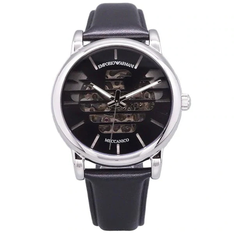 Buy Shop Emporio Armani Analog Automatic Black Dial Black Leather Strap Watch For Men - AR60040 USA Online