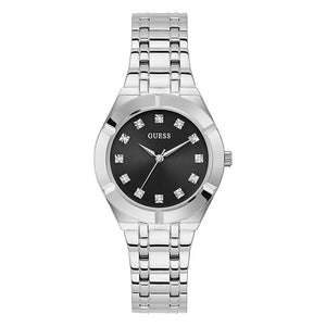 Buy Shop Guess Crystalline Diamonds Black Dial Silver Steel Strap Watch for Women - GW0114L1 USA Online