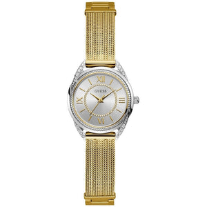 Buy Shop Guess Whisper Silver Dial Gold Mesh Bracelet Watch for Women - W1084L2 USA Online