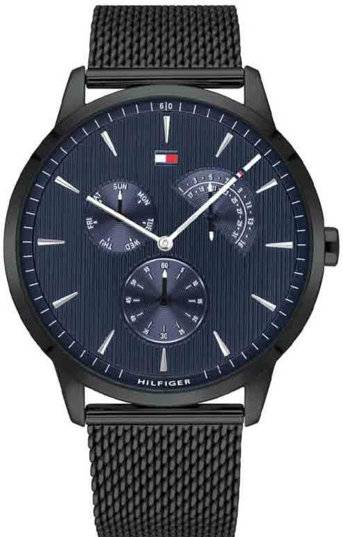 Buy Shop Tommy Hilfiger Brad Quartz Blue Dial Black Mesh Bracelet Watch For Men - 1710392 USA Online