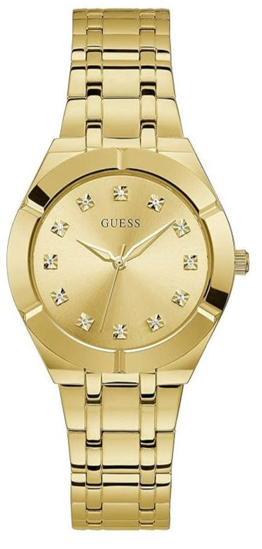 Buy Shop Guess Crystalline Diamonds Gold Dial Gold Steel Strap Watch for Women - GW0114L2 USA Online