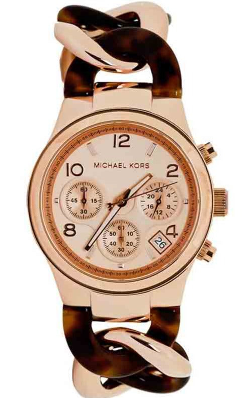 Buy Shop Michael Kors Runway Rose Gold Dial Two Tone Steel Strap Watch for Women - MK4269 USA Online
