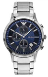 Buy Shop Emporio Armani Renato Chronograph Blue Dial Silver Steel Strap Watch For Men - AR11164 USA Online