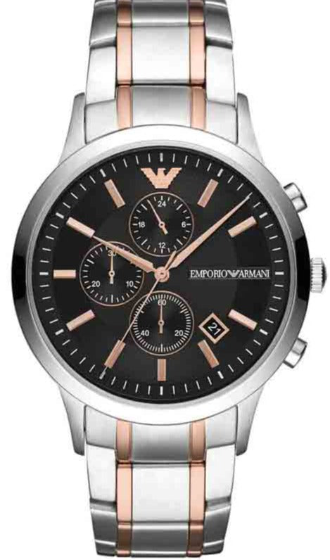 Buy Shop Emporio Armani Renato Chronograph Black Dial Two Tone Steel Strap Watch For Men - AR11165 USA Online