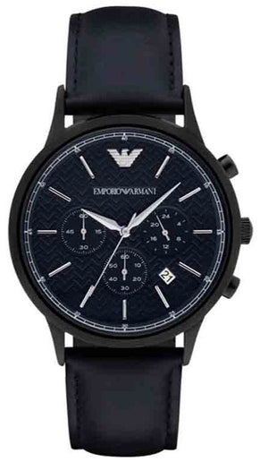 Buy Shop Emporio Armani Renato Chronograph Quartz Blue Dial Blue Leather Strap Watch For Men - AR2481 USA Online