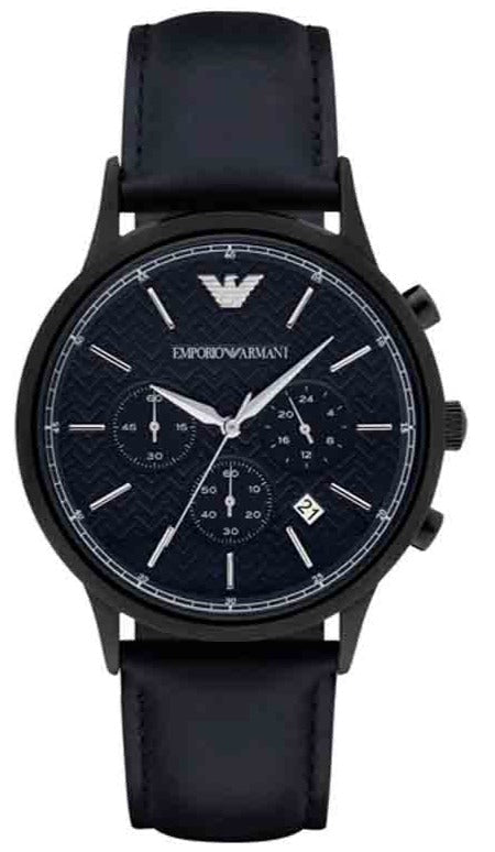 Buy Shop Emporio Armani Renato Chronograph Quartz Blue Dial Blue Leather Strap Watch For Men - AR2481 USA Online