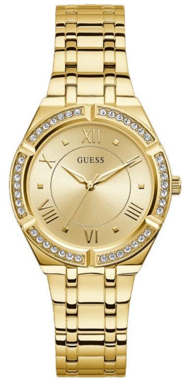 Buy Shop Guess Cosmo Diamonds Gold Dial Gold Steel Strap Watch For Women - GW0033L2 USA Online