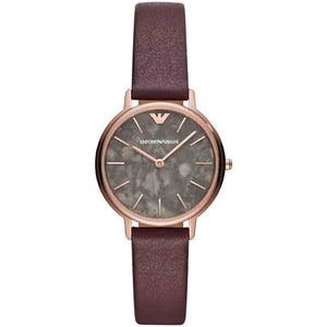 Buy Shop Emporio Armani Quartz Grey Dial Brown Leather Strap Watch For Women - AR11172 USA Online