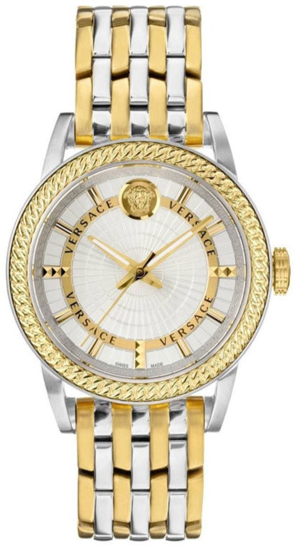 Buy Shop Versace V Eternal Quartz White Dial Two Tone Steel Strap Watch For Men - VEPO00620 USA Online