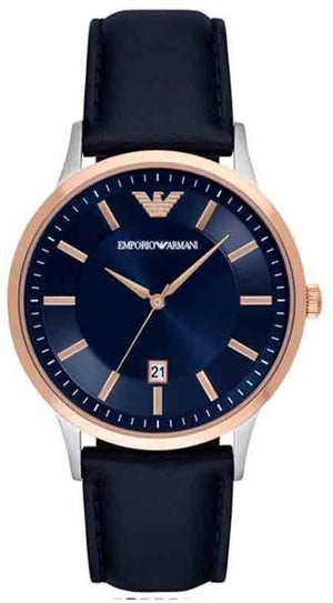 Buy Shop Emporio Armani Renato Analog Blue Dial Blue Leather Strap Watch For Men - AR11188 USA Online