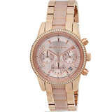 Buy Shop Michael Kors Ritz Chronograph Rose Gold Dial Rose Gold Steel Strap Watch for Women - MK6077 USA Online