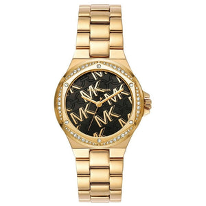 Buy Shop Michael Kors Lennox Quartz Black Dial Gold Steel Strap Watch For Women - MK7404 USA Online