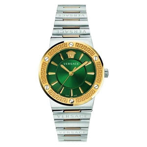 Buy Shop Versace Greca Green Dial Silver Steel Strap Watch for Women - VEVH00720 USA Online