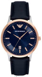 Buy Shop Emporio Armani Renato Analog Blue Dial Blue Leather Strap Watch For Men - AR11188 USA Online