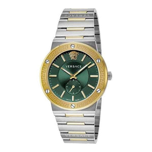 Buy Shop Versace Hellenyium Quartz Green Dial Silver Steel Strap Watch For Men - VEVK00420 USA Online