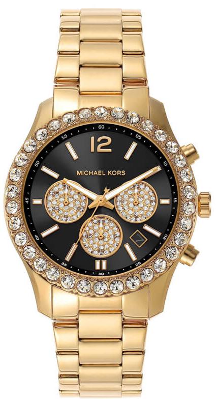 Buy Shop Michael Kors Berkley Chronograph Black Dial Gold Steel Strap Watch For Women - MK7414 USA Online