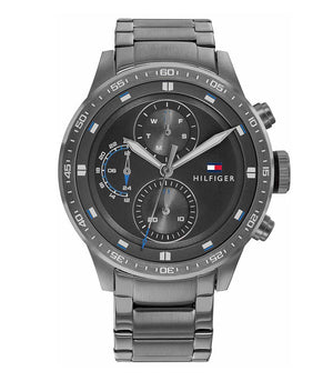 Buy Shop Tommy Hilfiger Trent Chronograph Grey Dial Grey Steel Strap Watch For Men - 1791806 USA Online