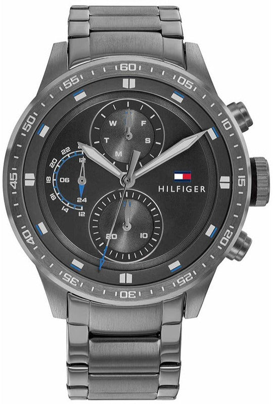 Buy Shop Tommy Hilfiger Trent Chronograph Grey Dial Grey Steel Strap Watch For Men - 1791806 USA Online