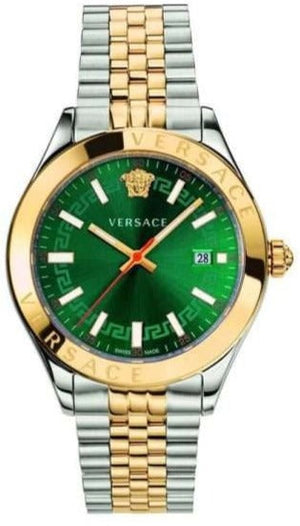 Buy Shop Versace Hellenyium Quartz Green Dial Two Tone Steel Strap Watch For Men - VEVI00620 USA Online