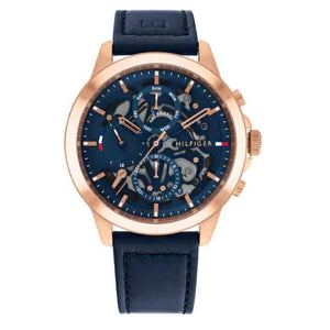 Buy Shop Tommy Hilfiger Henry Chronograph Quartz Blue Dial Blue Leather Strap Watch For Men - 1710475 USA Online