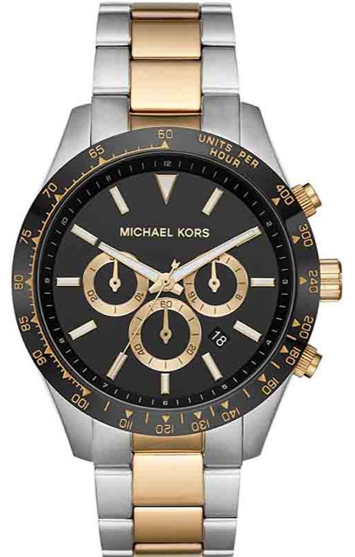 Buy Shop Michael Kors Layton Chronograph Black Dial Two Tone Steel Strap Watch For Men - MK8784 USA Online