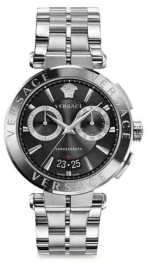 Buy Shop Versace Quartz Black Dial Silver Steel Strap Watch For Men - VBR080018 USA Online
