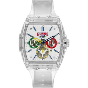 Buy Shop Guess Phoenix J Balvin White Dial Transparent Silicone Strap Watch For Men - V1051M1 USA Online