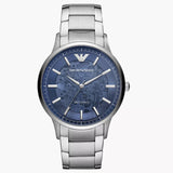 Emporio Armani Renato Automatic Blue Dial Silver Steel Strap Watch For Men - AR60037