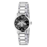 Gucci G Timeless Quartz Diamonds Black Dial Silver Steel Strap Watch For Women - YA1265024