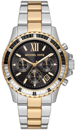 Buy Shop Michael Kors Everest Chronograph Black Dial Two Tone Steel Strap Watch For Women - MK7209 USA Online