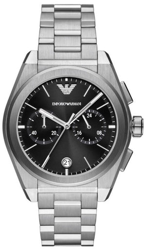 Buy Shop Emporio Armani Federico Chronograph Black Dial Silver Steel Strap Watch For Men - AR11560 USA Online