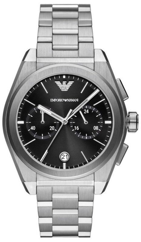Buy Shop Emporio Armani Federico Chronograph Black Dial Silver Steel Strap Watch For Men - AR11560 USA Online