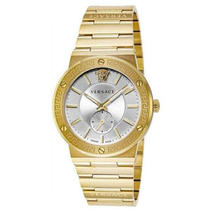 Buy Shop Versace Greca Silver Dial Gold Steel Strap Watch for Men - VEVI00520 USA Online
