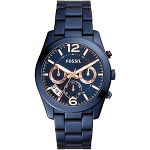 Buy Shop Fossil Perfect Boyfriend Multifunction Blue Dial Blue Steel Strap Watch for Women - ES4093 USA Online