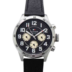 Buy Shop Tommy Hilfiger Sport Chronograph Black Dial Black Leather Strap Watch for Men - 1791050 USA Online