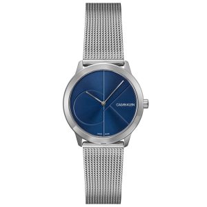 Buy Shop Calvin Klein Minimal Blue Dial Silver Mesh Bracelet Watch for Men - K3M2112N USA Online