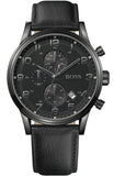 Buy Shop Hugo Boss Blackout Chronograph Black Dial Black Leather Strap Watch For Men - HB1512567 USA Online