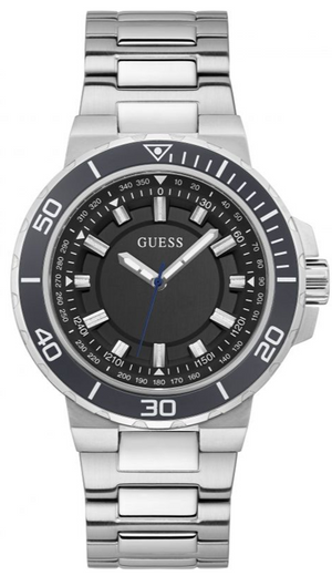 Buy Shop Guess Track Black Dial Silver Steel Strap Watch for Men - GW0426G1 USA Online