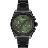 Buy Shop Emporio Armani Federico Chronograph Green Dial Black Steel Strap Watch For Men - AR11562 USA Online