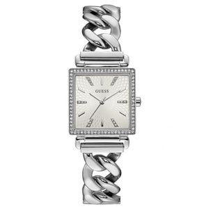 Buy Shop Guess Vanity Diamonds White Dial Silver Steel Strap Watch for Women - W1030L1 USA Online
