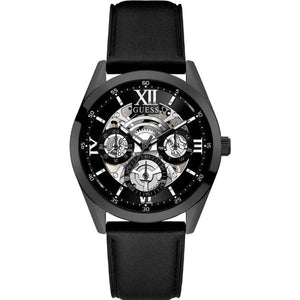 Buy Shop Guess Analog Quartz Black Dial Black Leather Strap Watch For Men - GW0389G4 USA Online