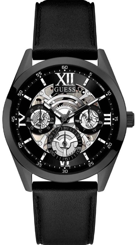 Buy Shop Guess Analog Quartz Black Dial Black Leather Strap Watch For Men - GW0389G4 USA Online