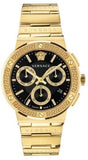 Buy Shop Versace Greca Chronograph Black Dial Gold Steel Strap Watch For Men - VEZ900421 USA Online
